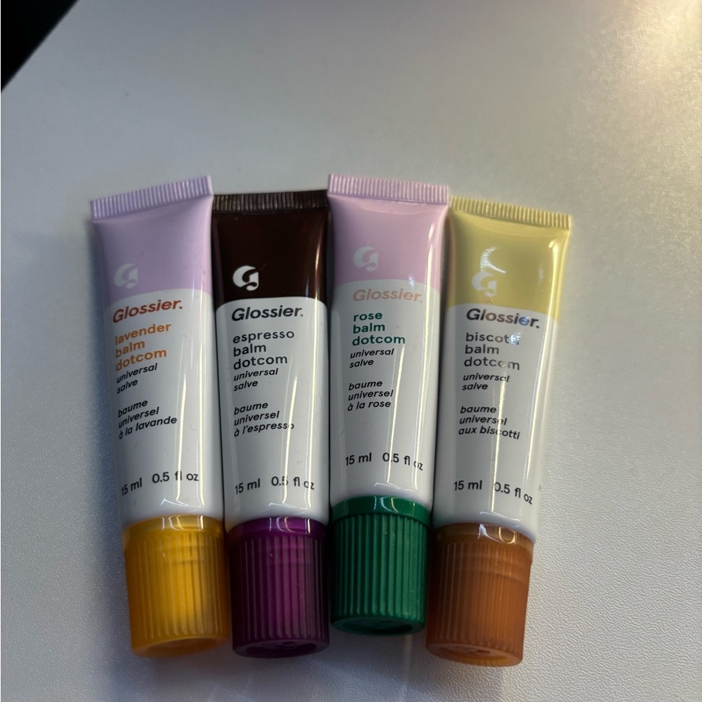 Glossier Balm Dotcom Set - Lavender, Espresso, Rose, Biscotti